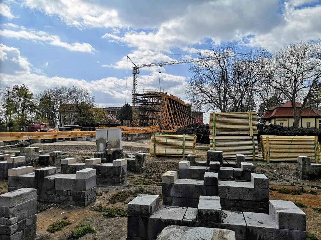 Bad Dürrenberg - Baustelle mit Gradierwerk-Fundamente