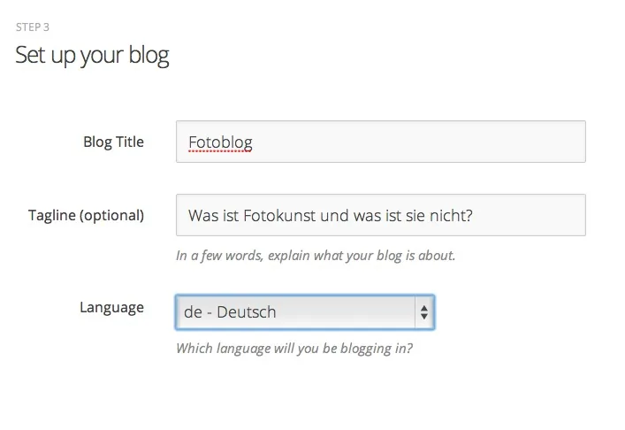 Fotoblog einrichten