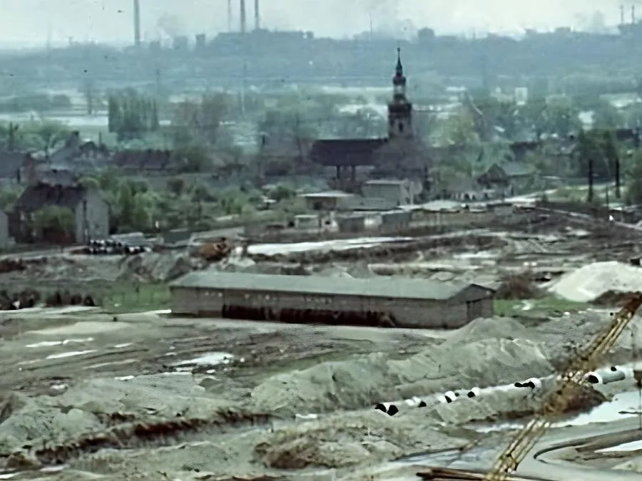 Halle-Silberhöhe, Großbaustelle 1981, Baracke in der Hanoier Straße
