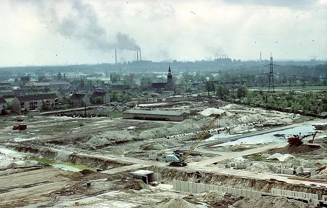 Halle-Silberhoehe, Großbbaustelle 1981, Hanoier Straße