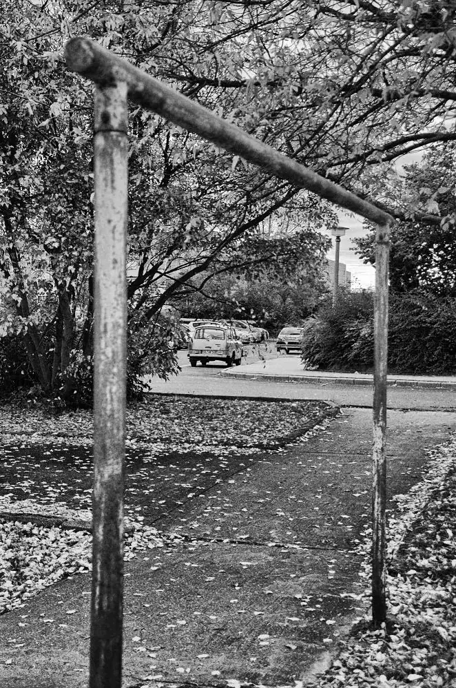 Silberhöhe: Wäschestange und Trabant in der Hanoier Straße