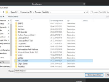 Affinity Photo: Nik Collection Verzeichnis auswählen