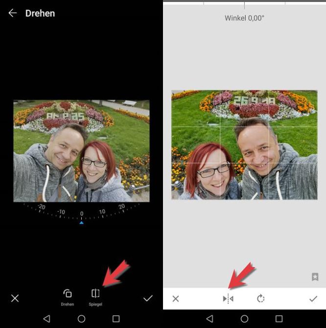 Spiegelverkehrte Selfies Frontkamera spiegeln am Android