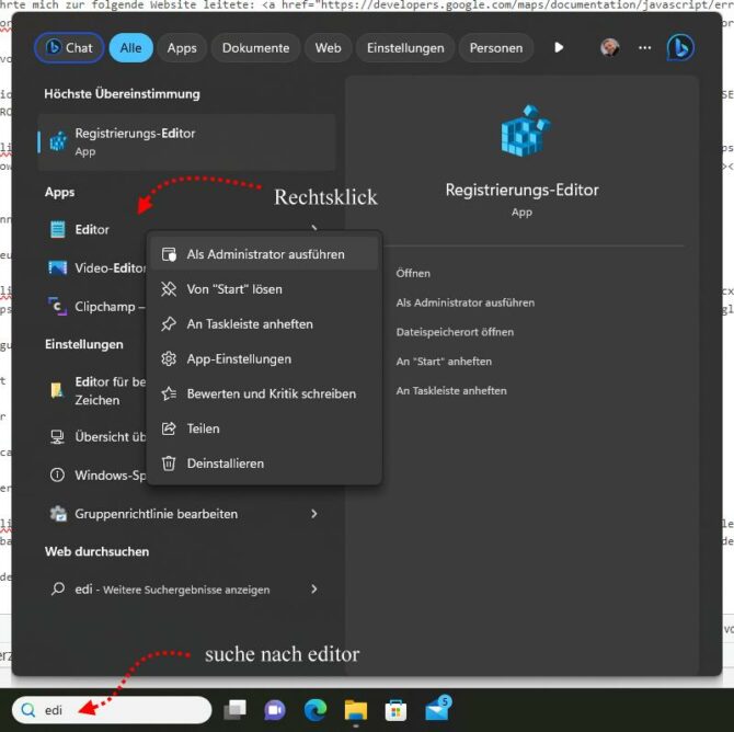 Windows Editor als Administrator öffnen