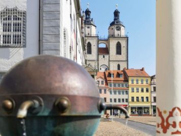 Wittenberg - Marktbrunnen, Rathaus und Stadtkirche