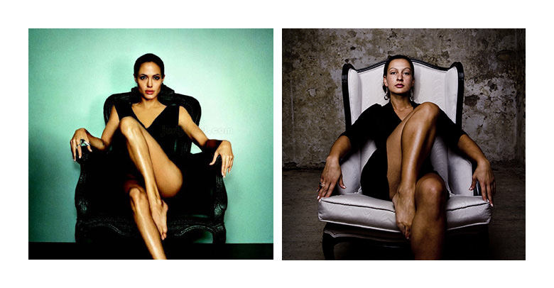 Vergleich Angelina Jolie Sessel Portrait