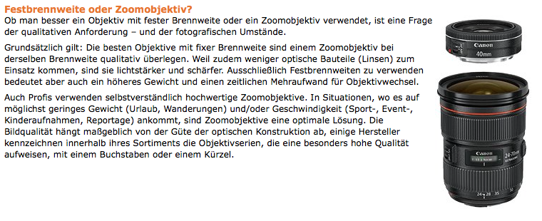 zoom Objektiv oder Festbrennweite